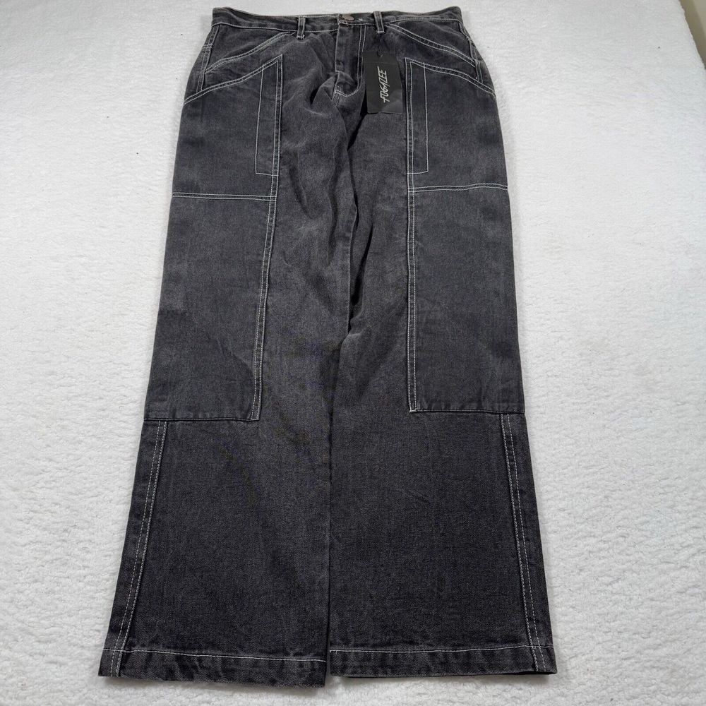 Men's Faded Black Jeans with Contrast Stitching